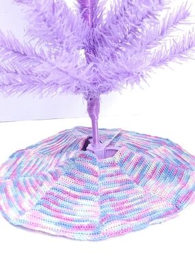 Mini Tree Skirt Spring 12" Variegated Pastel Colors Handmade Crocheted